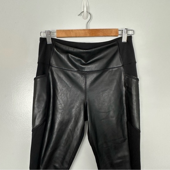 Athleta Gleam Chaturanga to Town Tight Faux Leather w/ Pockets, Size M, Black - Picture 3 of 8